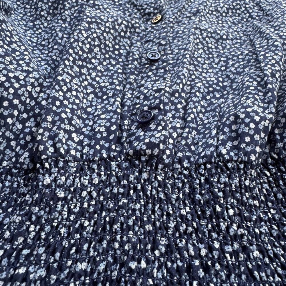 MICHAEL KORS Floral Dress Cotton Lawn Tiered Short Blue Flowers Boho Sz XS - Picture 11 of 16